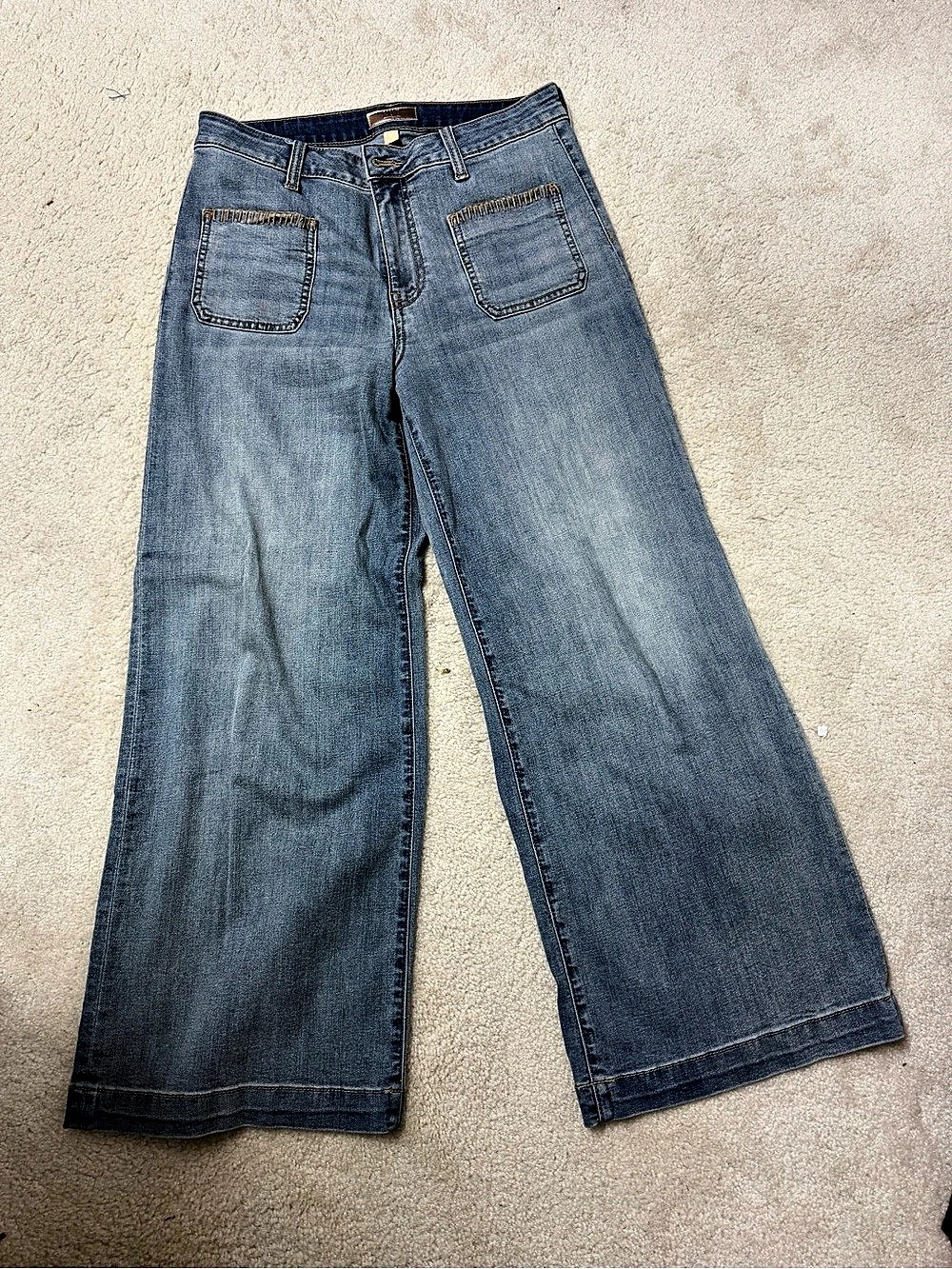 Kut from the Kloth Meg High Rise Patch Pocket Wide Leg Jeans Blue